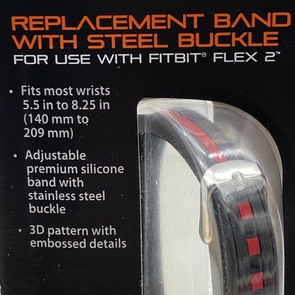 Blackweb‎ Replacement Band for Fitbit Flex 2 - Black, Red Stripe - New - Picture 5 of 9
